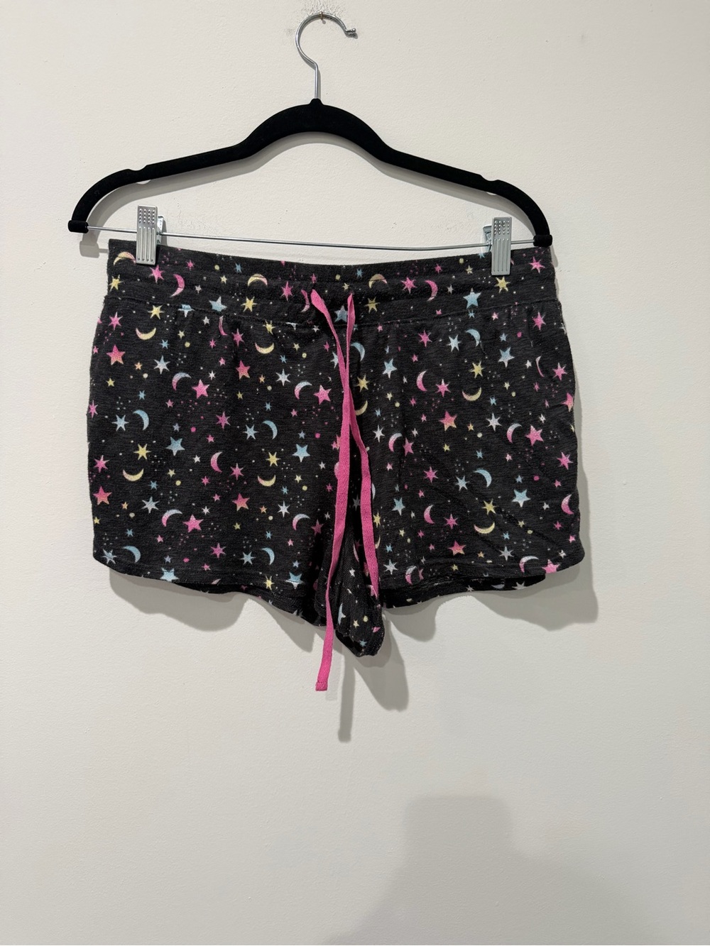 Secret Treasures Black Star & Moon Lounge Shorts with Pink Drawcord